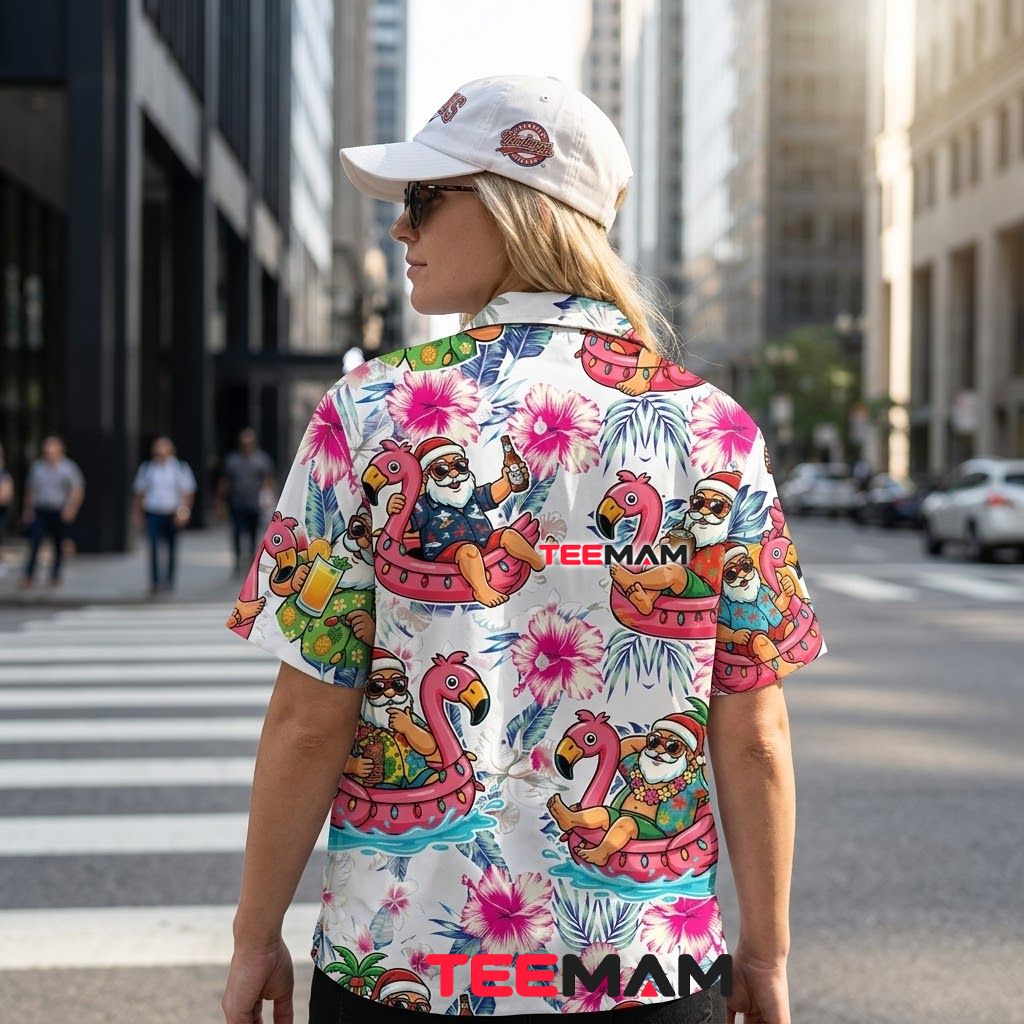 Tropical Santa Flamingo Pool Float Christmas Hawaiian Shirt Version 3 Tropical Santa Flamingo Pool Float Christmas Hawaiian Shirt Version 3