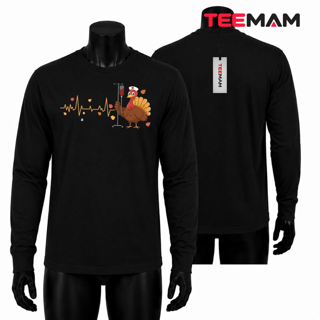 Turkey Nurse Thanksgiving Long Sleeve Heartbeat Funny Autumn Turkey Nurse Thanksgiving Long Sleeve Heartbeat Funny Autumn
