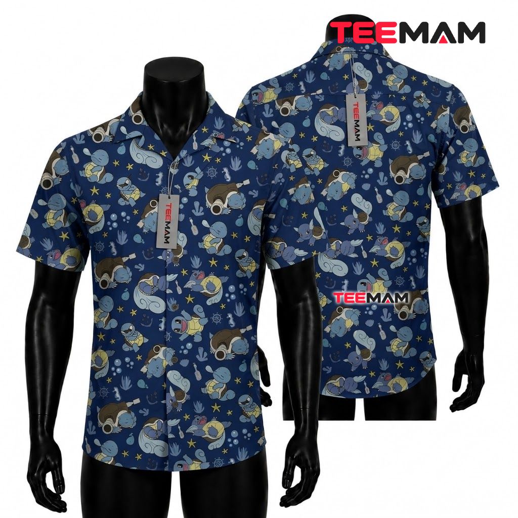 Wartortle Pokemon Hawaiian Shirt Sailor Ocean Navy Front