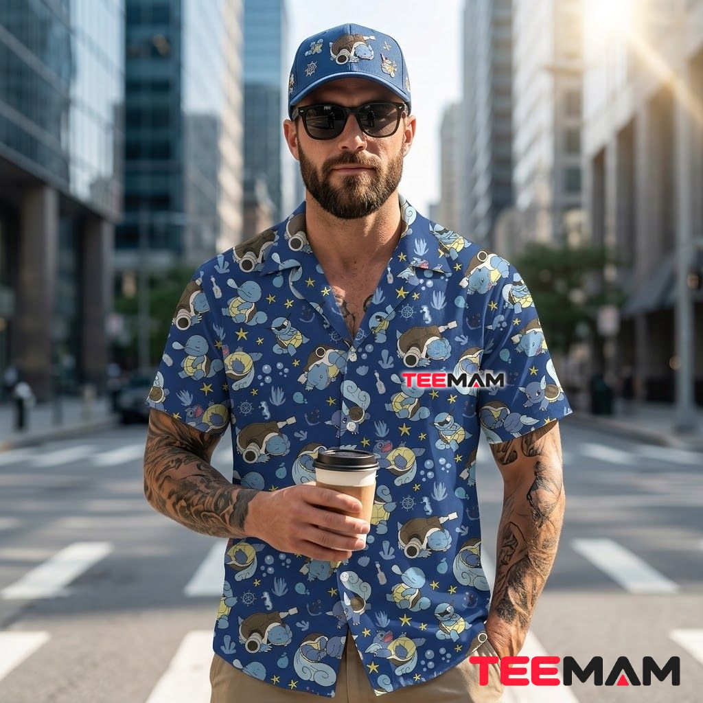 Wartortle Pokemon Hawaiian Shirt Sailor Ocean Navy Back Wartortle Pokemon Hawaiian Shirt Sailor Ocean Navy Back