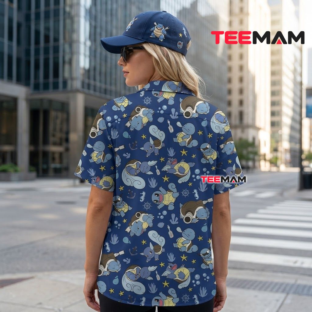 Wartortle Pokemon Hawaiian Shirt Sailor Ocean Navy Version 3 Wartortle Pokemon Hawaiian Shirt Sailor Ocean Navy Version 3