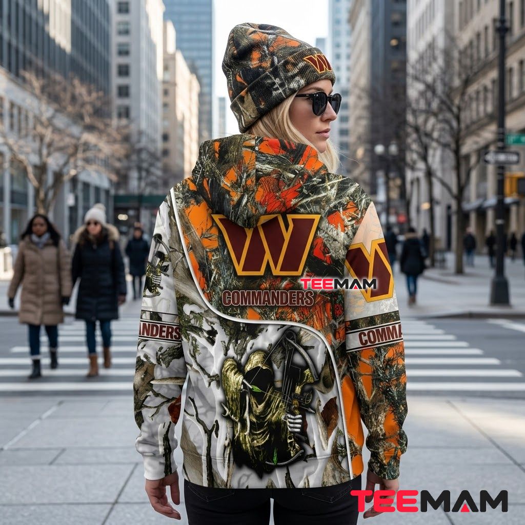 Washington Commanders 3D Hoodie Bowhunter Camo Reaper Version 3 Washington Commanders 3D Hoodie Bowhunter Camo Reaper Version 3