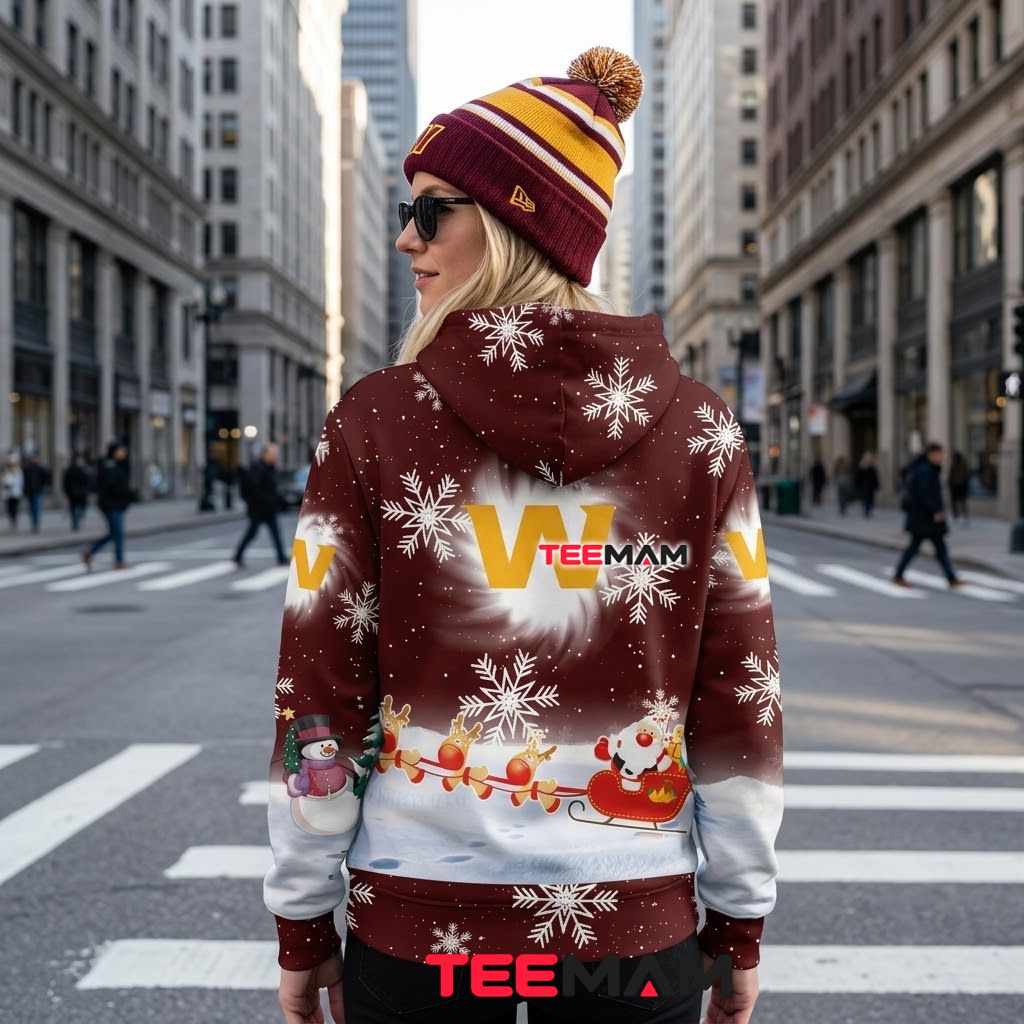 Washington Commanders 3D Hoodie Santa Sleigh Snowman Christmas Version 3 Washington Commanders 3D Hoodie Santa Sleigh Snowman Christmas Version 3