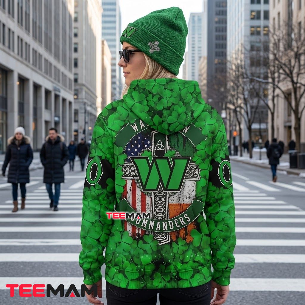 Washington Commanders 3D Hoodie Shamrock Celtic Cross Patrick Version 3 Washington Commanders 3D Hoodie Shamrock Celtic Cross Patrick Version 3