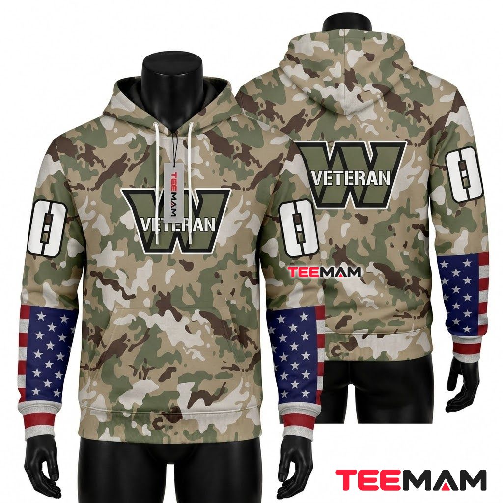 Washington Commanders 3D Hoodie Soldier Helicopter Desert Camo Front