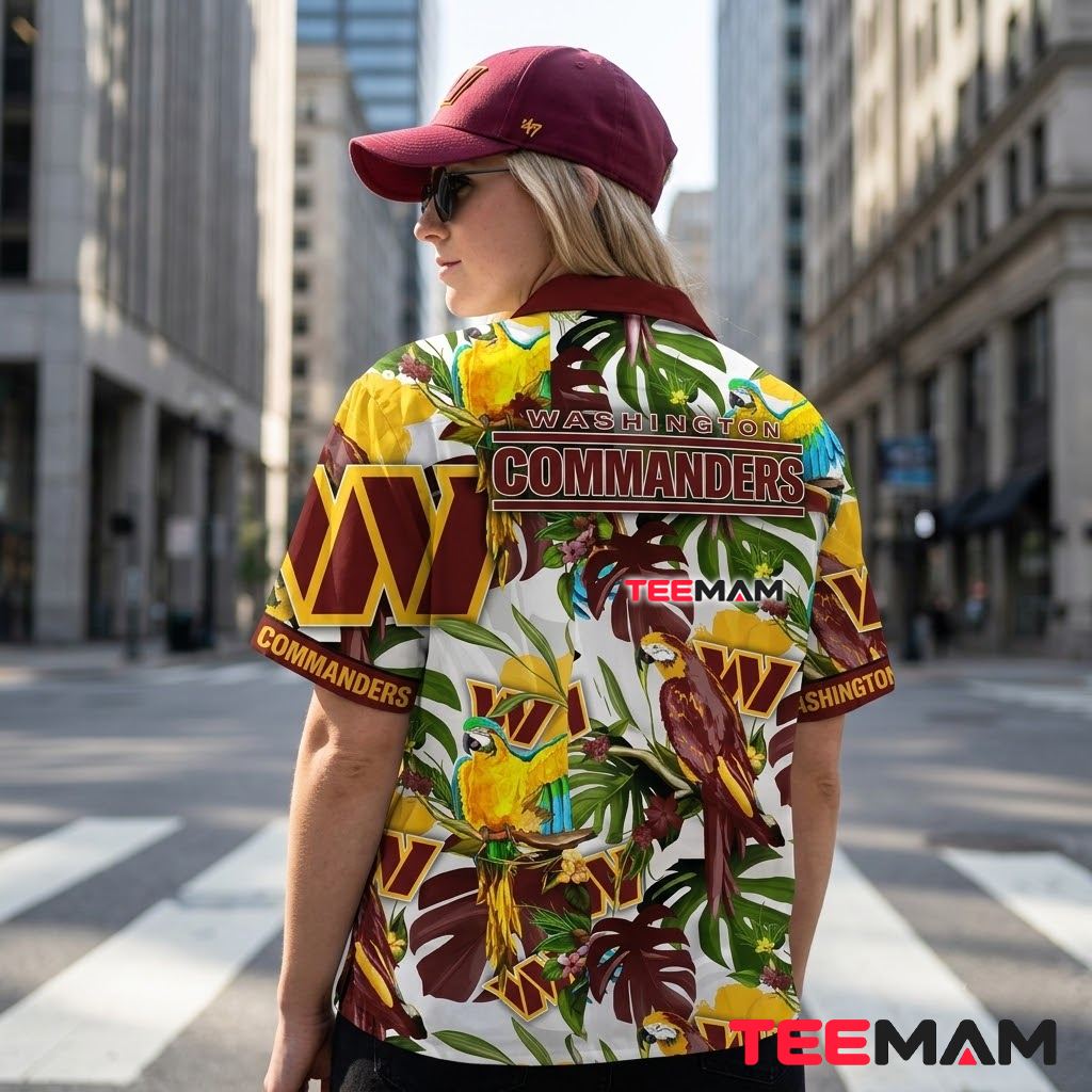 Washington Commanders Aloha Shirt Macaw Parrot Version 3 Washington Commanders Aloha Shirt Macaw Parrot Version 3