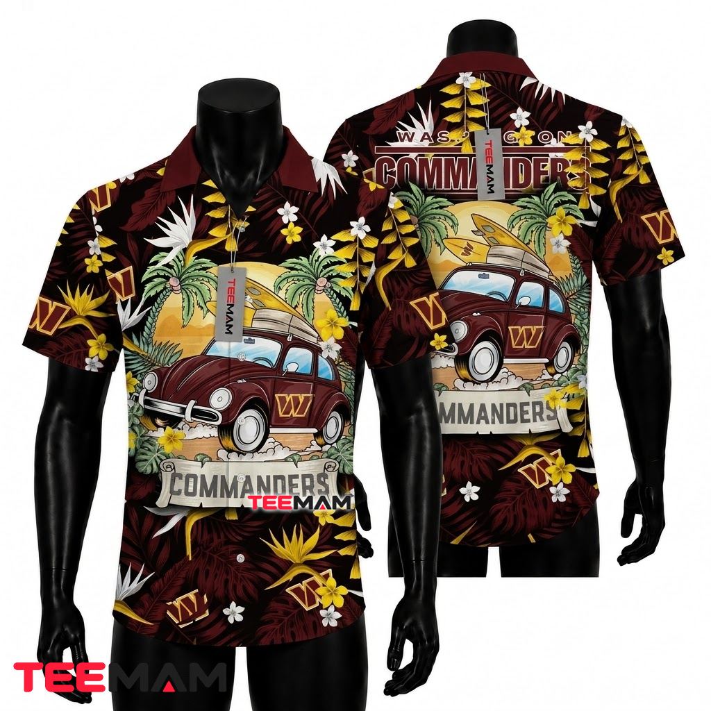 Washington Commanders Aloha Shirt Surf Car Front