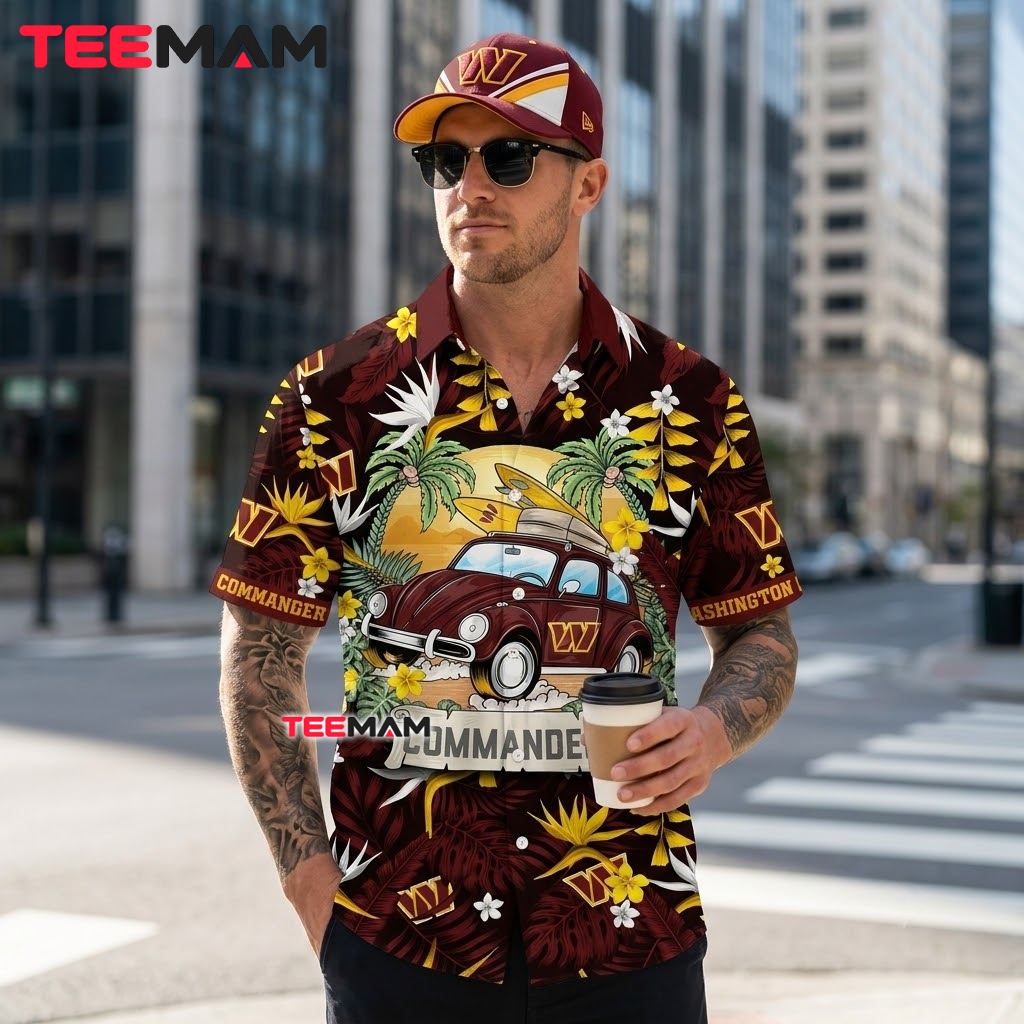 Washington Commanders Aloha Shirt Surf Car Back Washington Commanders Aloha Shirt Surf Car Back