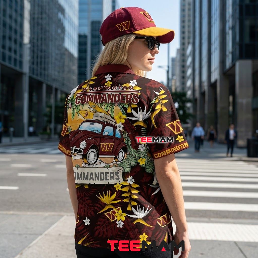 Washington Commanders Aloha Shirt Surf Car Version 3 Washington Commanders Aloha Shirt Surf Car Version 3