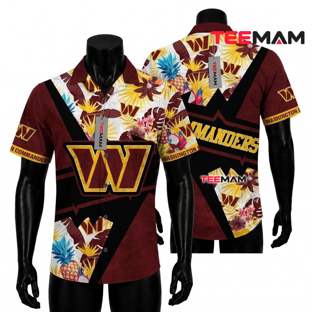Washington Commanders Aloha Shirt Tropical Fruit Front