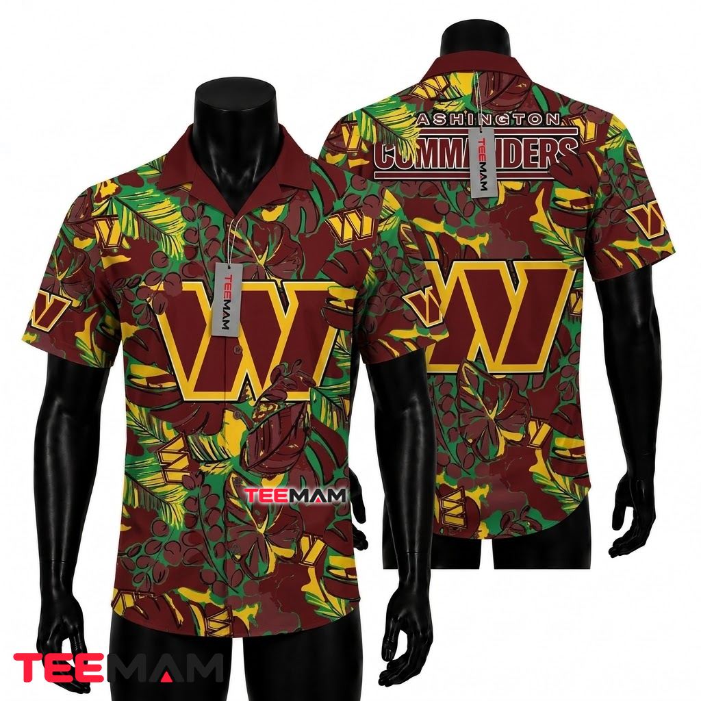 Washington Commanders Hawaiian Shirt Bold Jungle Front