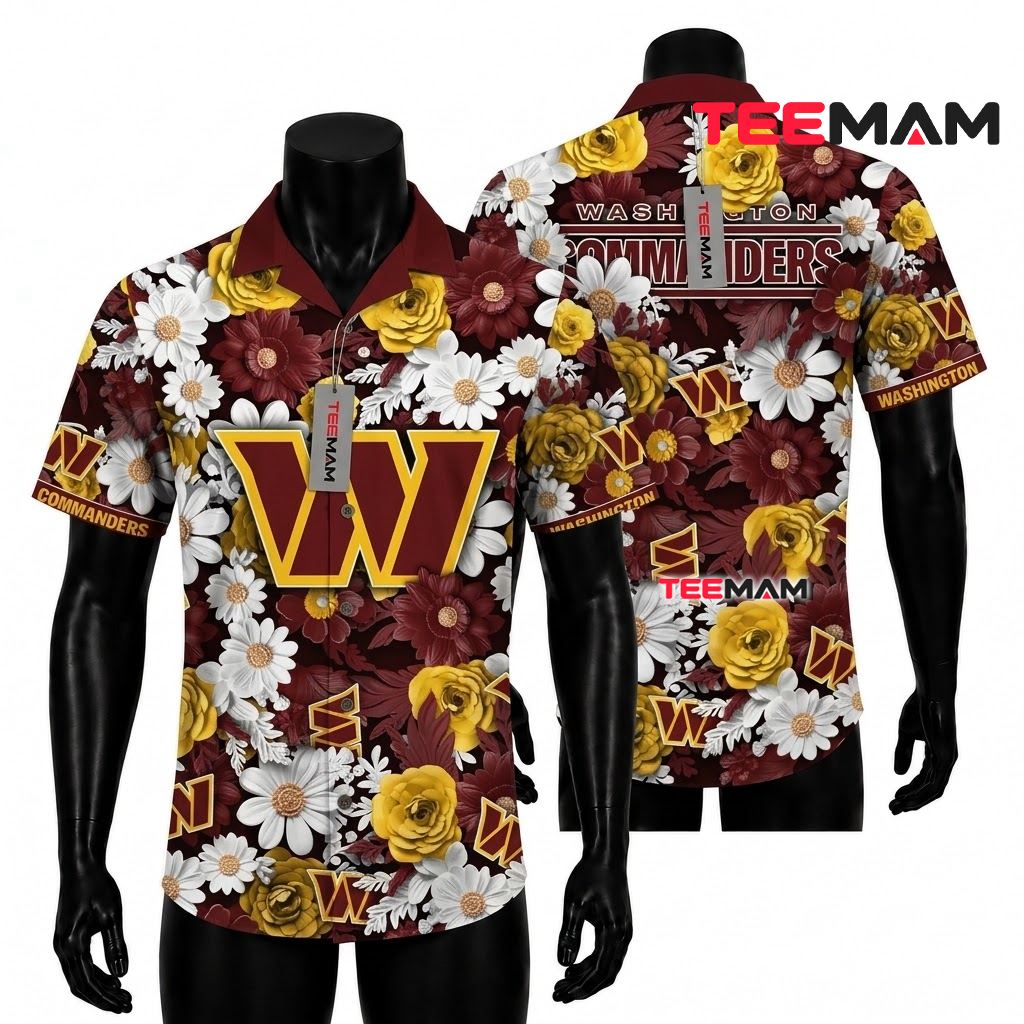 Washington Commanders Hawaiian Shirt Daisy Rose Beach Front