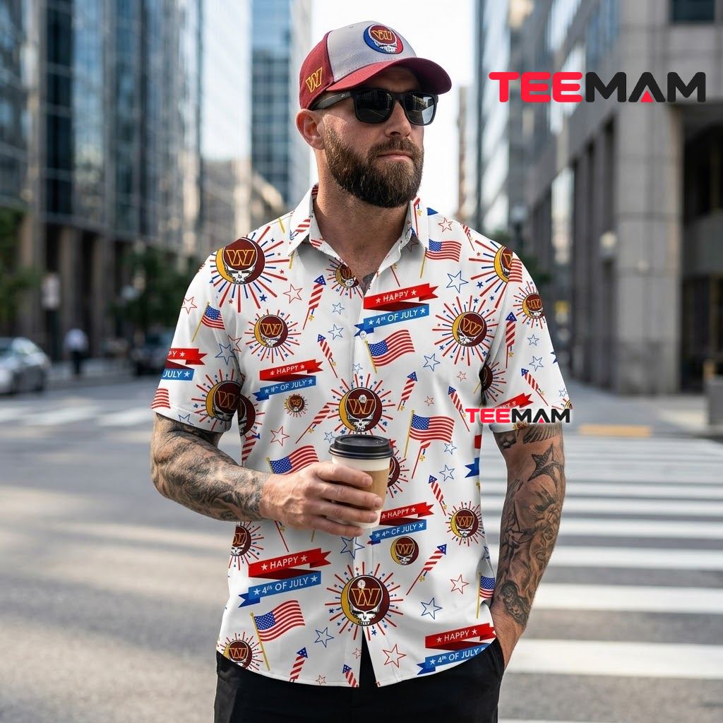 Washington Commanders Hawaiian Shirt Grateful Dead 4th Of July Back Washington Commanders Hawaiian Shirt Grateful Dead 4th Of July Back