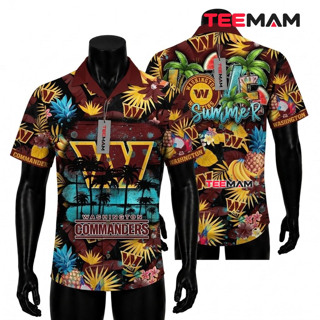 Washington Commanders Hawaiian Shirt Love Summer Pineapple Front