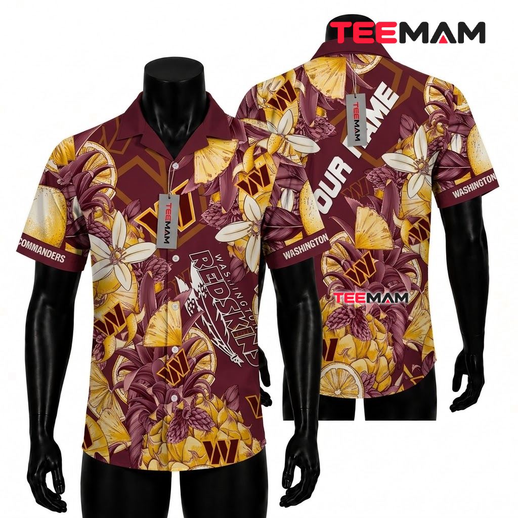 Washington Commanders Hawaiian Shirt Personalized Pineapple Citrus Front