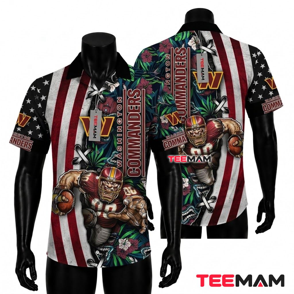 Washington Commanders Hawaiian Shirt Personalized Yellow Hibiscus Washington Commanders Hawaiian Shirt Personalized Yellow Hibiscus