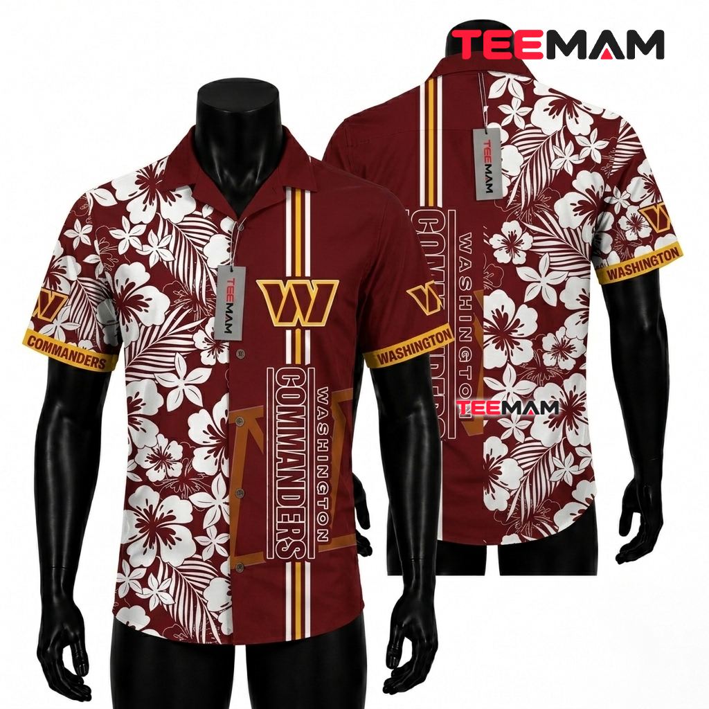 Washington Commanders Aloha Shirt Macaw Parrot Washington Commanders Aloha Shirt Macaw Parrot