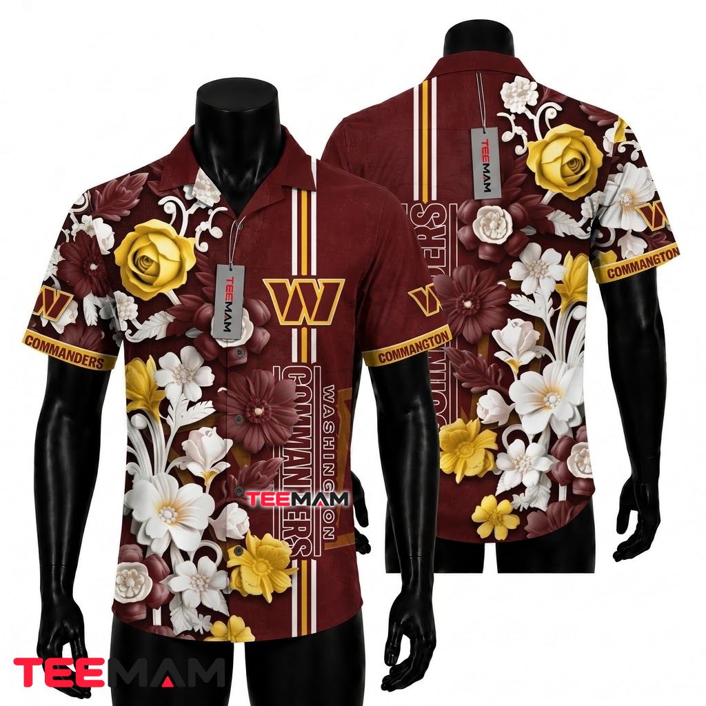 Washington Commanders Hawaiian Shirt Yellow Rose Front