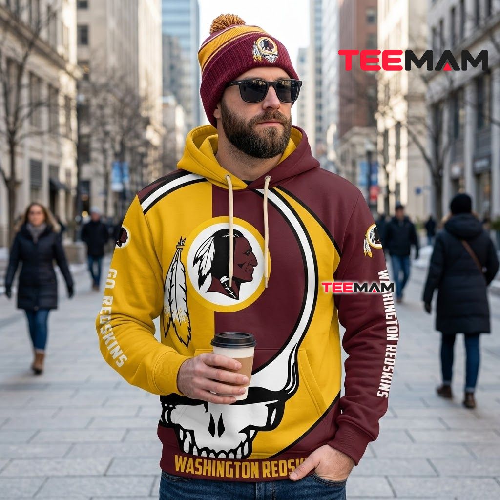 Washington Redskins 3D Hoodie Grateful Dead Skull Logo Back Washington Redskins 3D Hoodie Grateful Dead Skull Logo Back