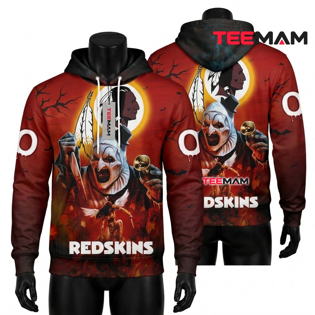 Washington Redskins 3D Hoodie Terrifier Clown Halloween Front
