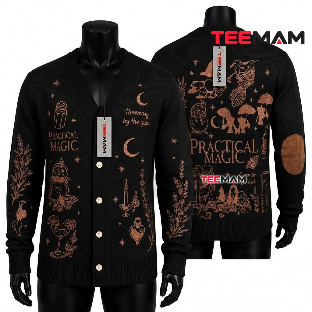 Witch Halloween Cardigan Practical Magic Line Art 1 Witch Halloween Cardigan Practical Magic Line Art 1