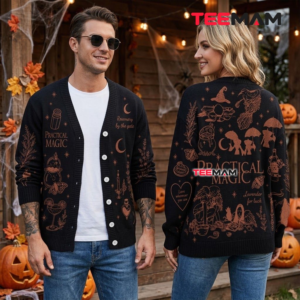 Witch Halloween Cardigan Practical Magic Line Art 2 Witch Halloween Cardigan Practical Magic Line Art 2