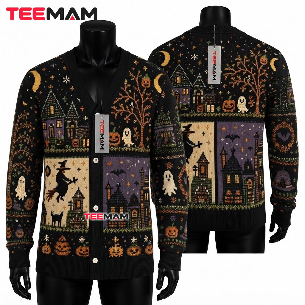 Witch Halloween Cardigan Practical Magic Line Art Witch Halloween Cardigan Practical Magic Line Art