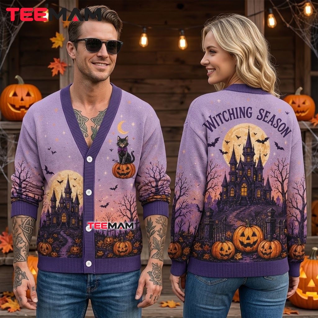 Witching Season Halloween Cardigan Castle Cat 2 Witching Season Halloween Cardigan Castle Cat 2