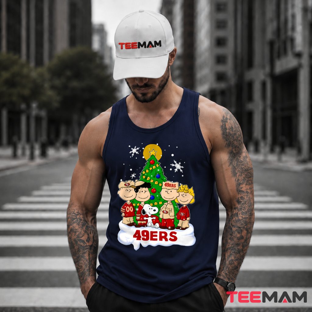 49ers Peanuts Snoopy Christmas Tree Tank Top 49ers Peanuts Snoopy Christmas Tree Tank Top