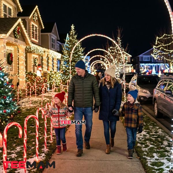Candy Cane Lane Christmas Lights and the Sweet History Behind Them 13 Family Enjoying Candy Cane Lane Christmas Lights Near Home