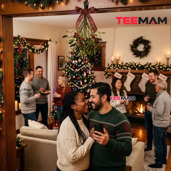 Modern American Christmas Mistletoe Celebration