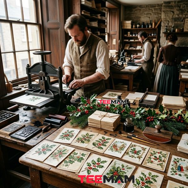 Victorian Christmas Cards With Holly