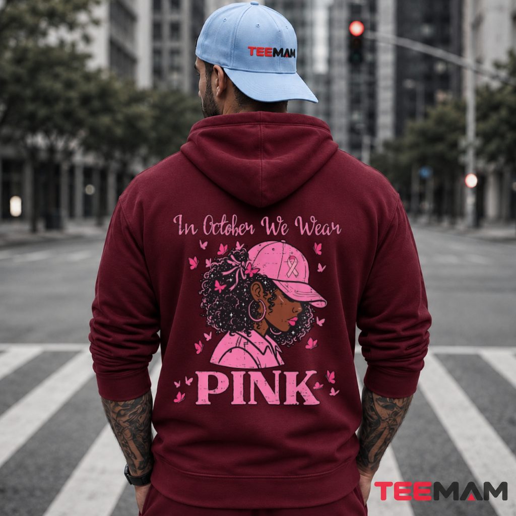 Afro Woman Cap Pink Ribbon Awareness Butterfly Hoodie Afro Woman Cap Pink Ribbon Awareness Butterfly Hoodie