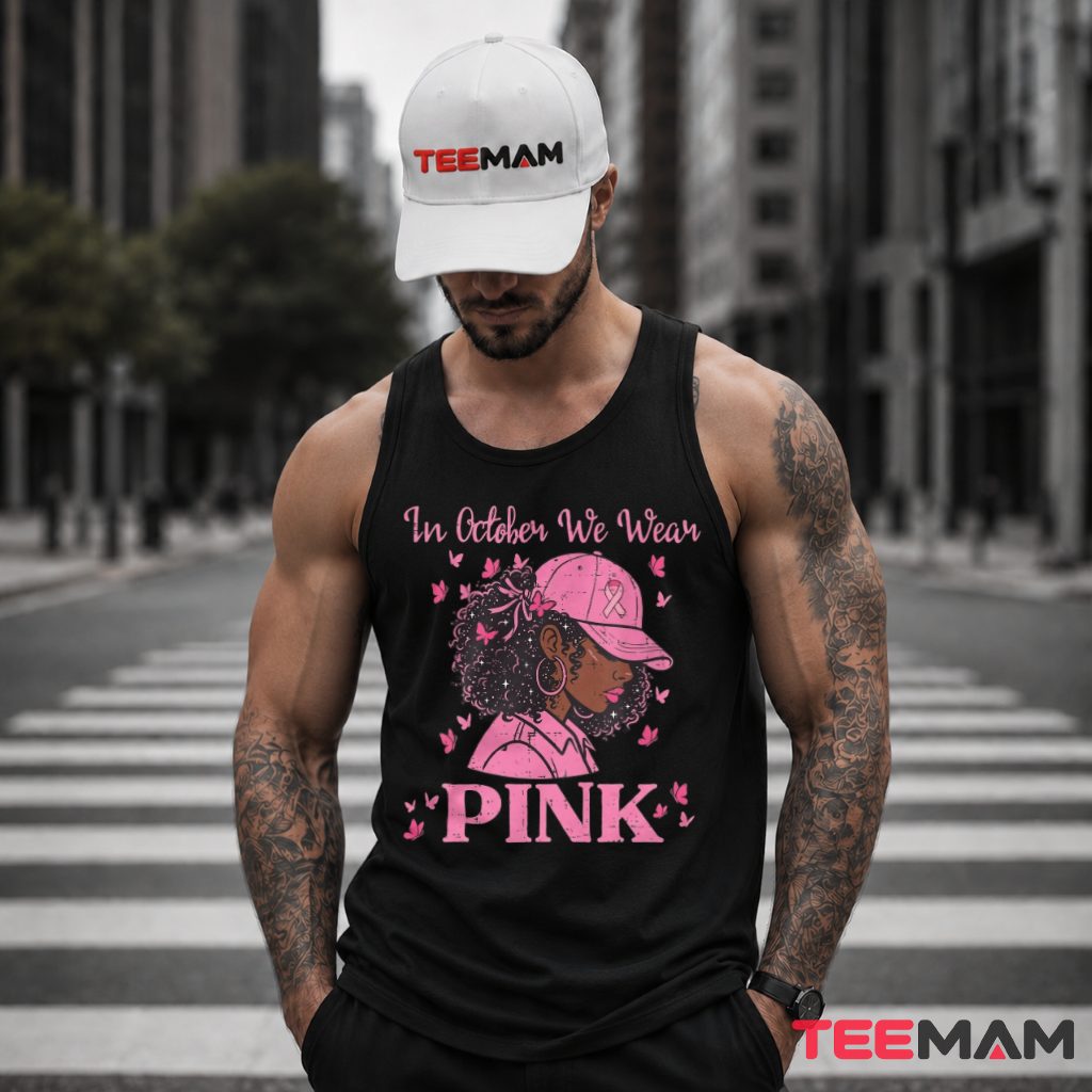 Afro Woman Cap Pink Ribbon Awareness Butterfly Tank Top Afro Woman Cap Pink Ribbon Awareness Butterfly Tank Top
