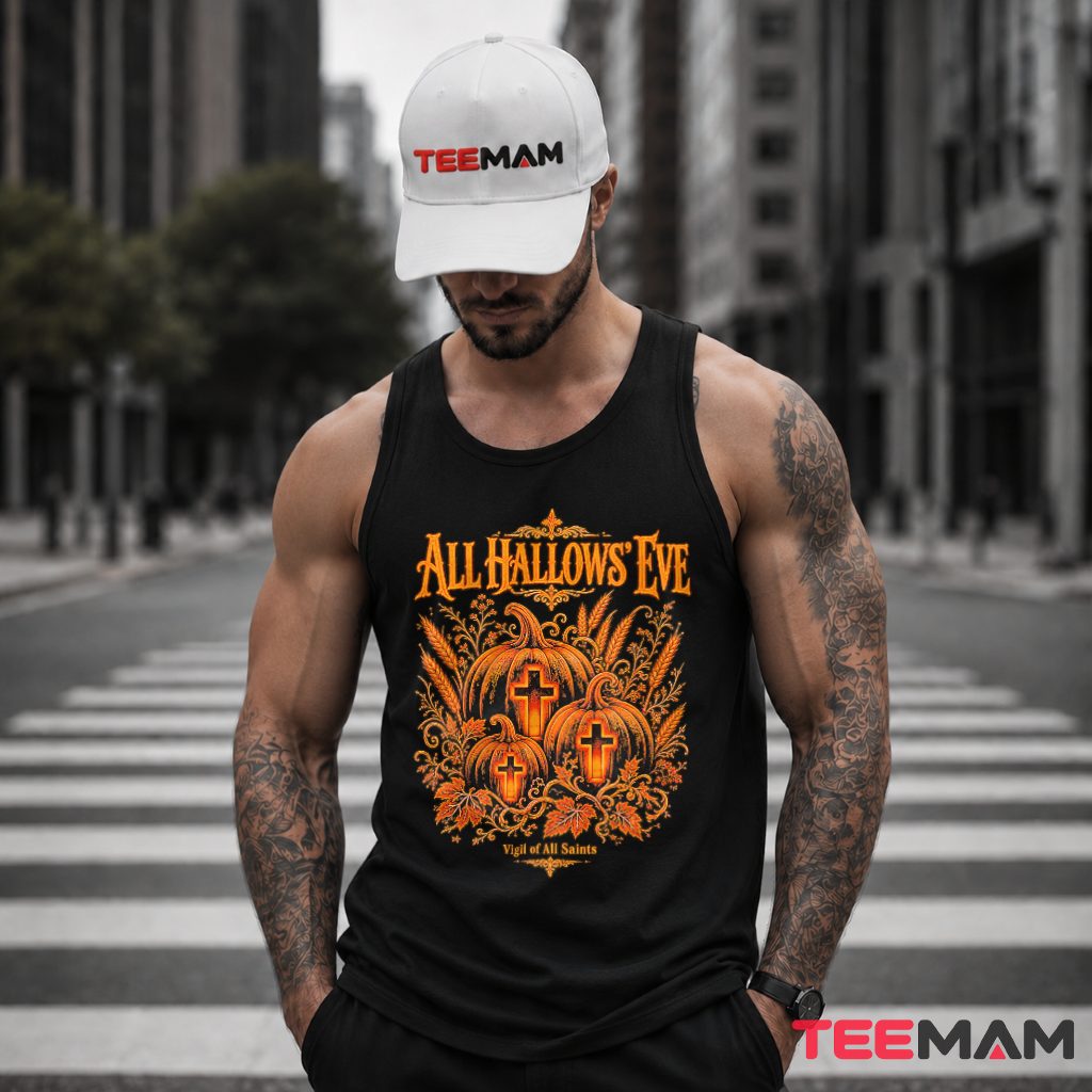 All Hallows Eve Pumpkin Cross Tank Top All Hallows Eve Pumpkin Cross Tank Top