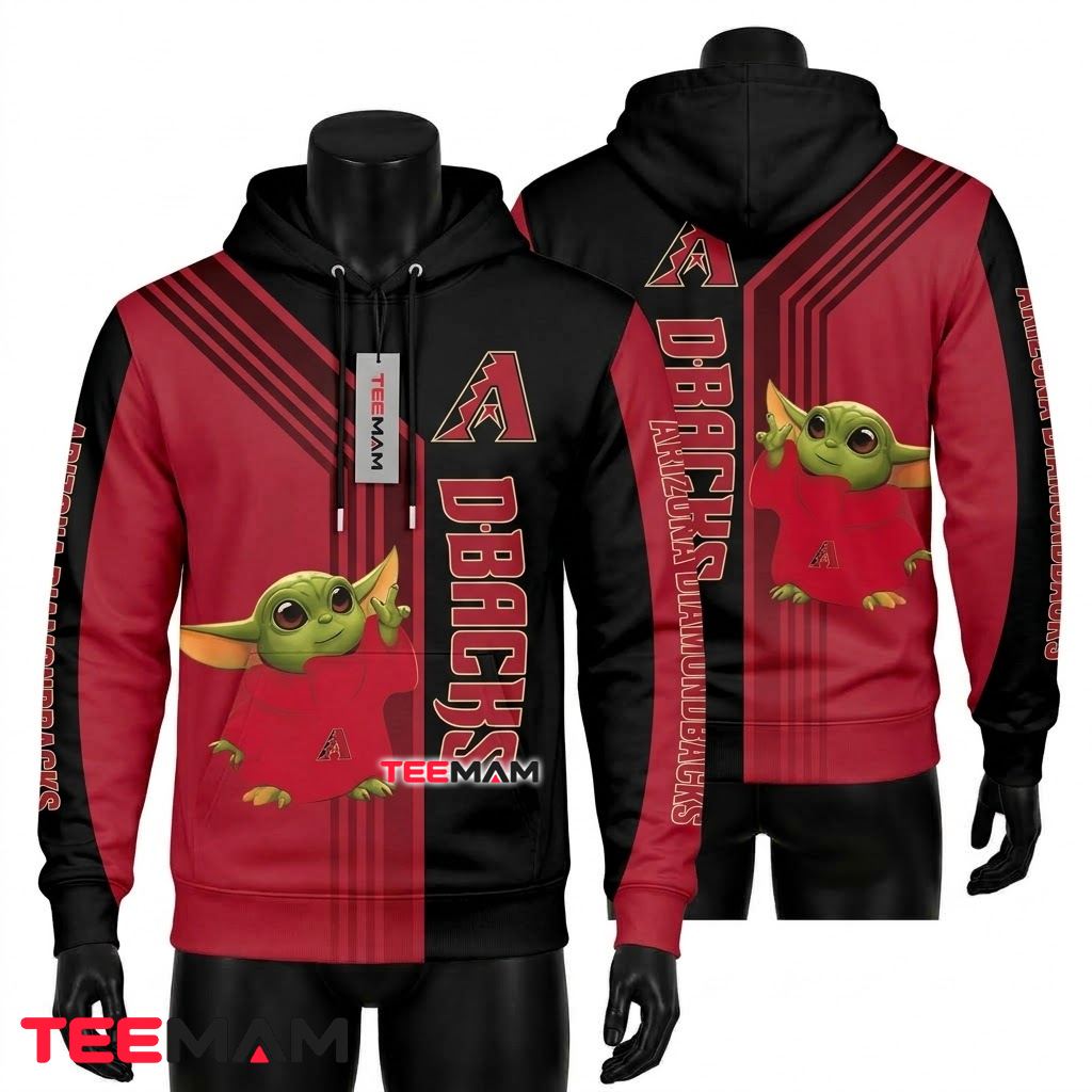 Arizona Diamondbacks 3D Hoodie Baby Yoda Pocket Buddy Front