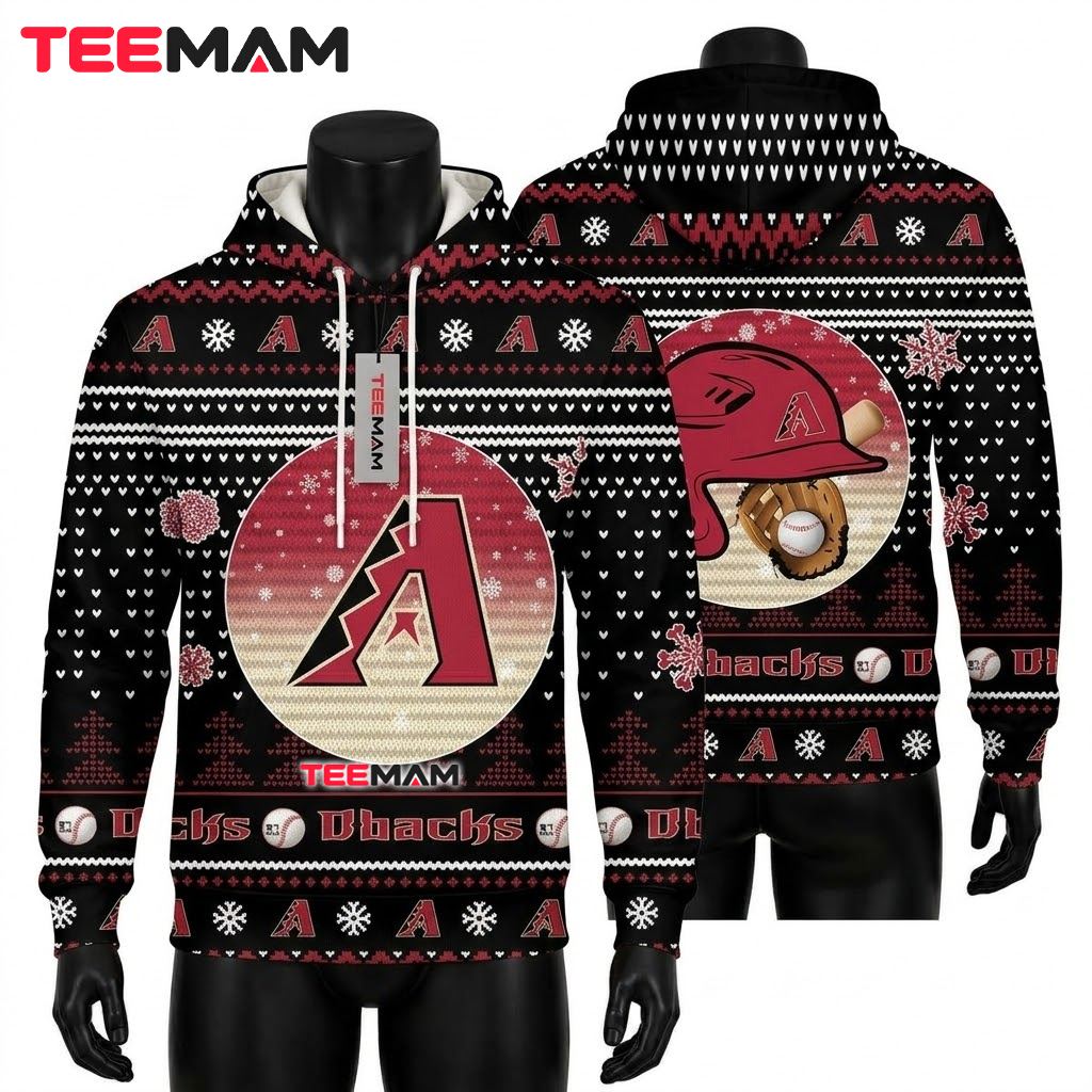 Arizona Diamondbacks 3D Hoodie Batting Helmet Snowflake Front