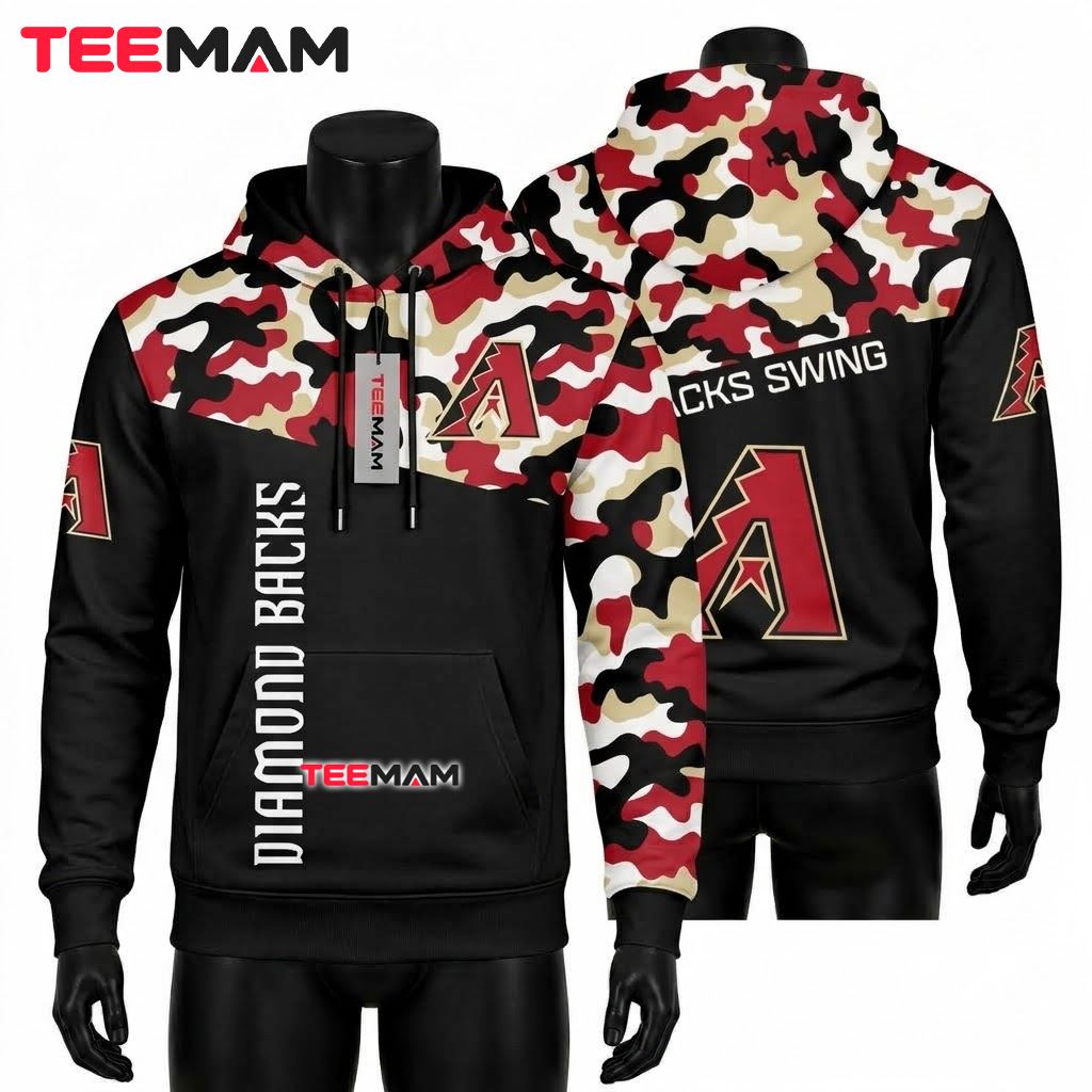 Arizona Diamondbacks 3D Hoodie Camo Sleeve D-Backs Swing Front