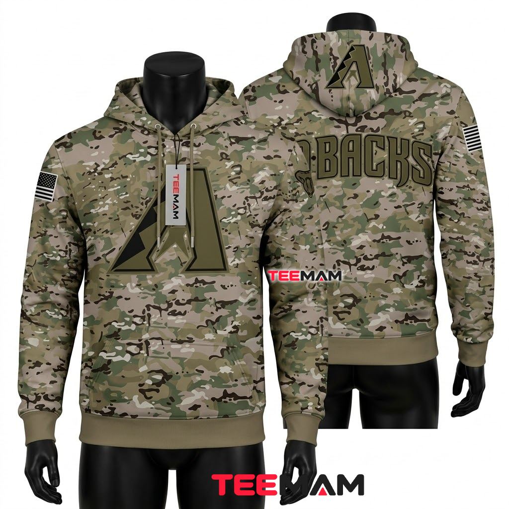 Arizona Diamondbacks 3D Hoodie Military Camouflage Front