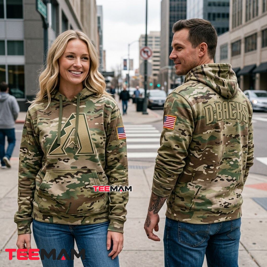 Arizona Diamondbacks 3D Hoodie Military Camouflage Back Arizona Diamondbacks 3D Hoodie Military Camouflage Back