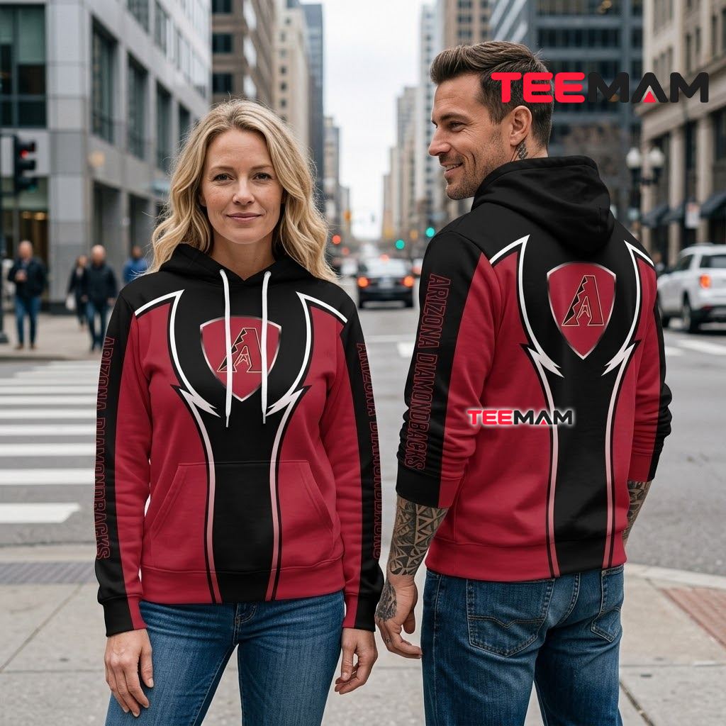 Arizona Diamondbacks 3D Hoodie Red Black Curve Stripe Back Arizona Diamondbacks 3D Hoodie Red Black Curve Stripe Back