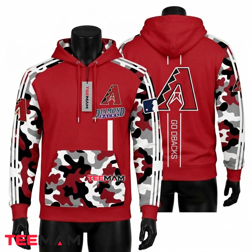 Arizona Diamondbacks 3D Hoodie Red Camo Sleeve Go Dbacks Front