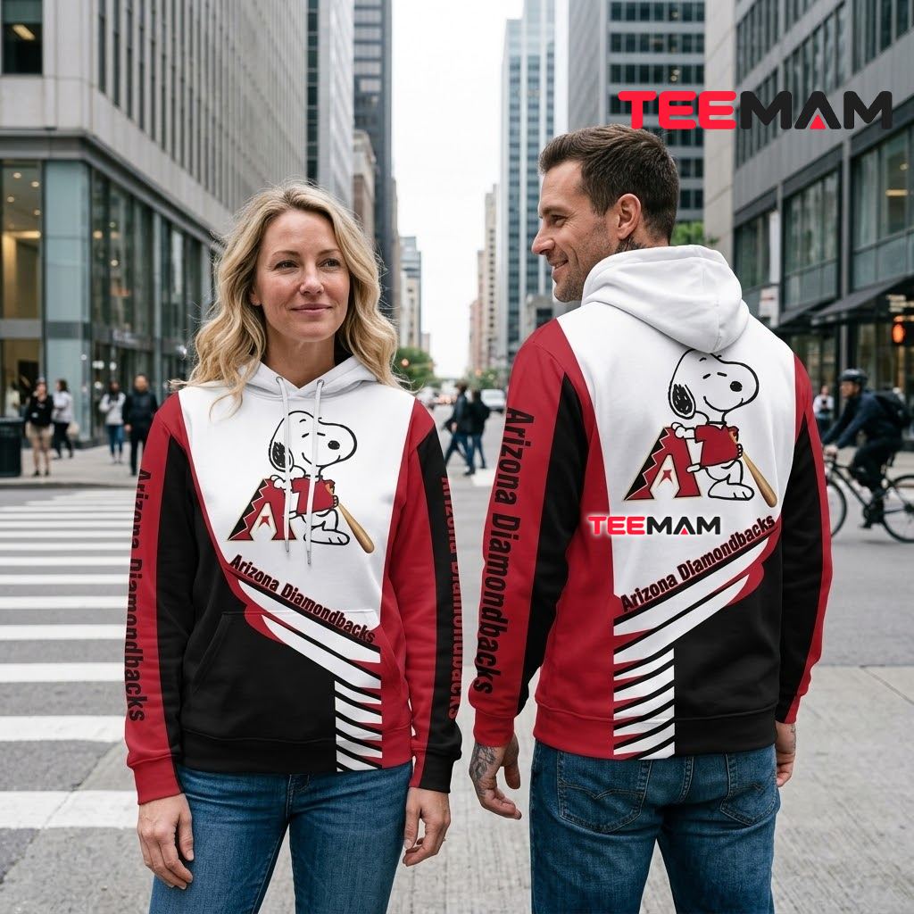 Arizona Diamondbacks 3D Hoodie Snoopy Baseball Player Design Back Arizona Diamondbacks 3D Hoodie Snoopy Baseball Player Design Back