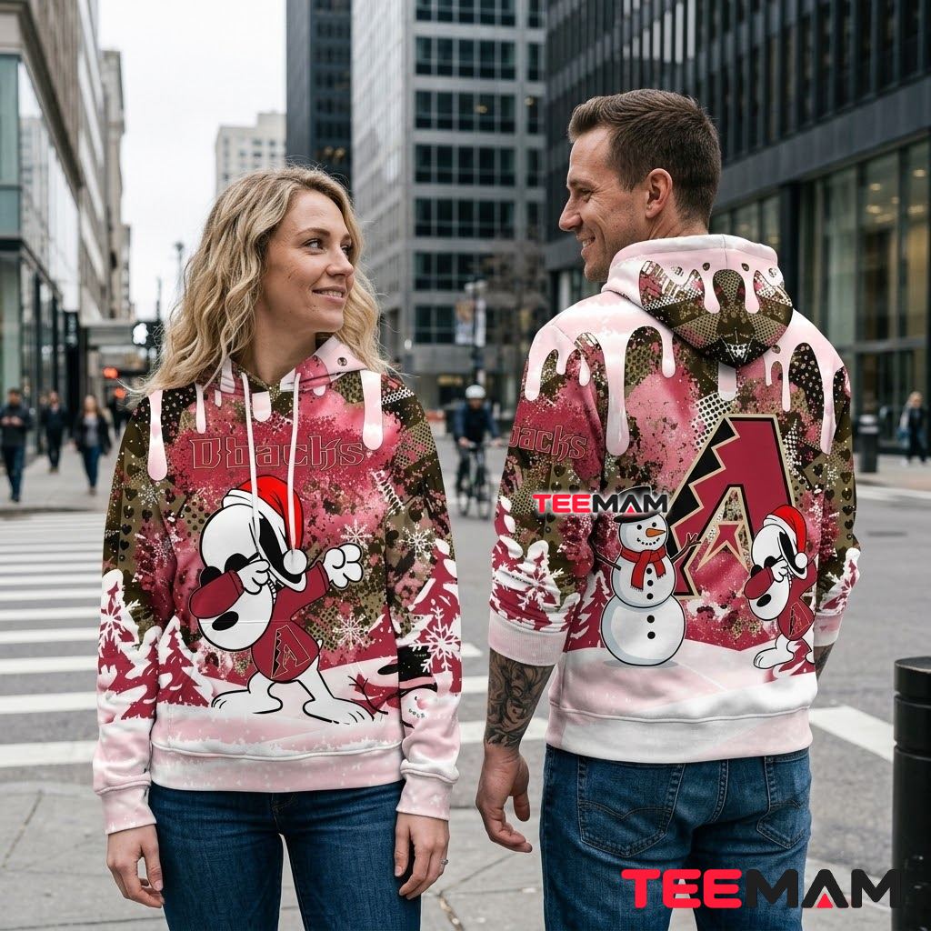 Arizona Diamondbacks 3D Hoodie Snoopy Dabbing Winter Snowman Back Arizona Diamondbacks 3D Hoodie Snoopy Dabbing Winter Snowman Back