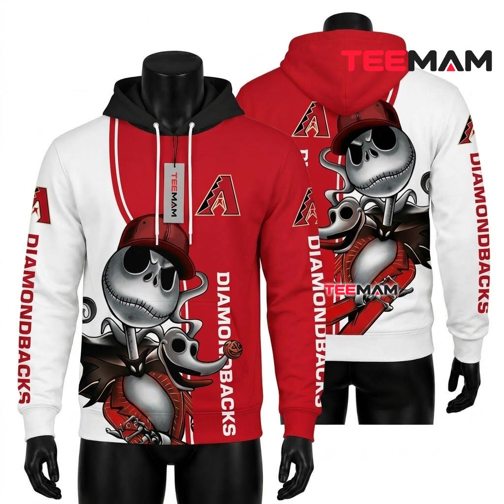 Arizona Diamondbacks All Over Print 3D Hoodie Jack Skellington Nightmare Design Front