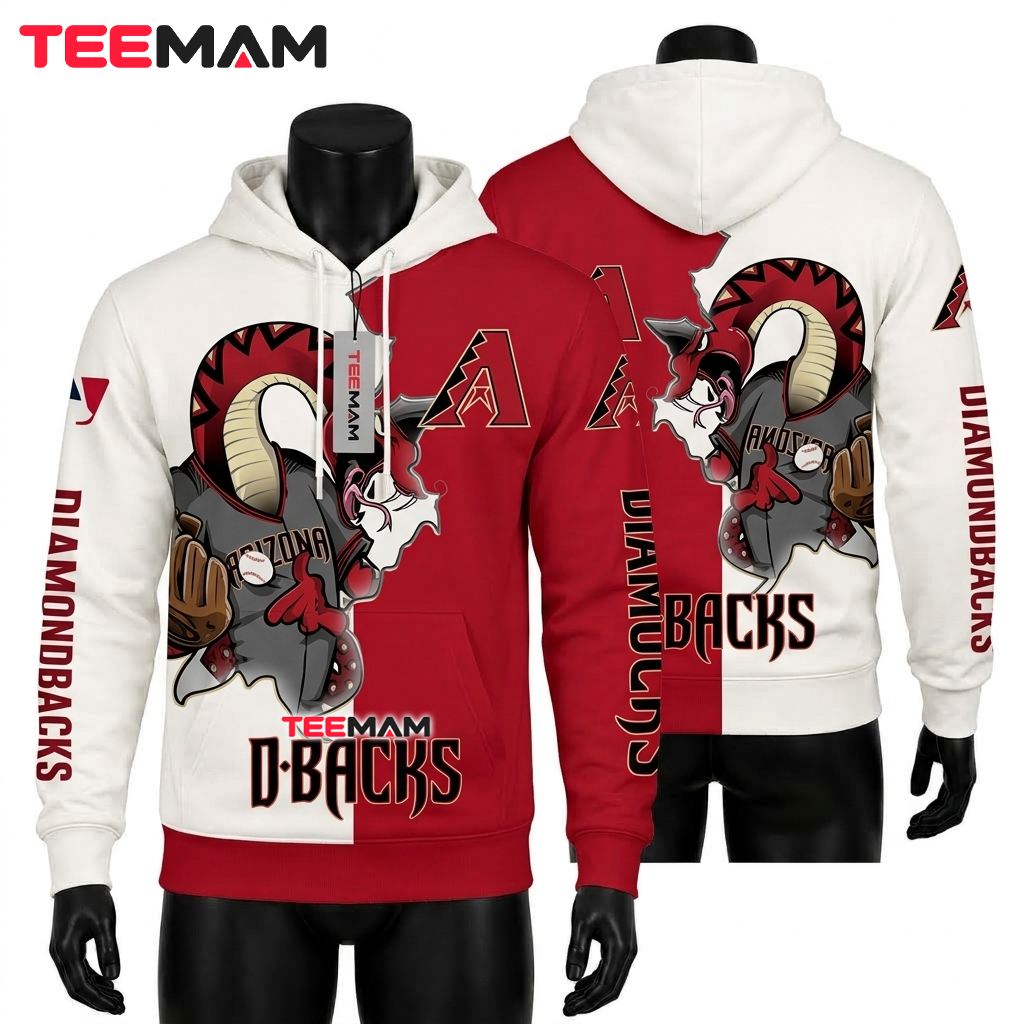 Arizona Diamondbacks All Over Print 3D Hoodie Mascot Split Design Front