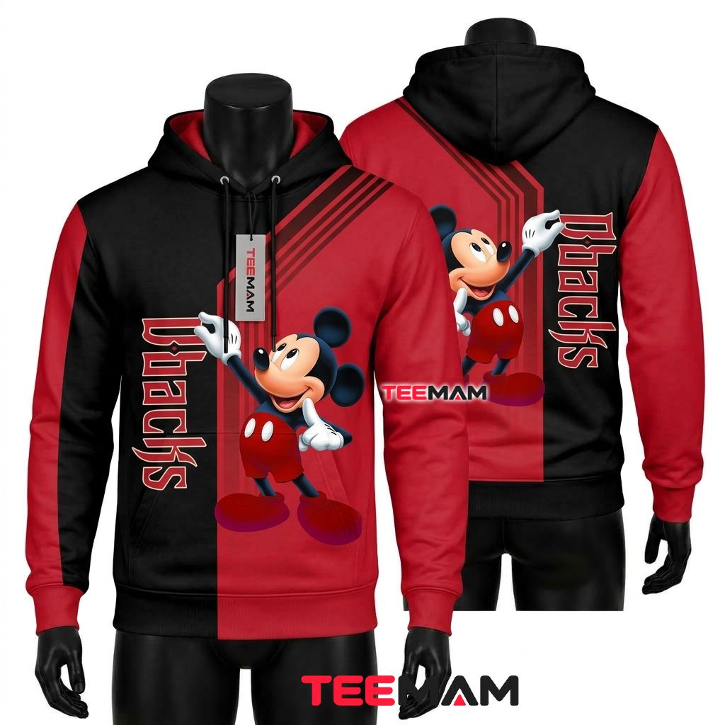 Arizona Diamondbacks All Over Print 3D Hoodie Mickey Mouse Waving Pose Front