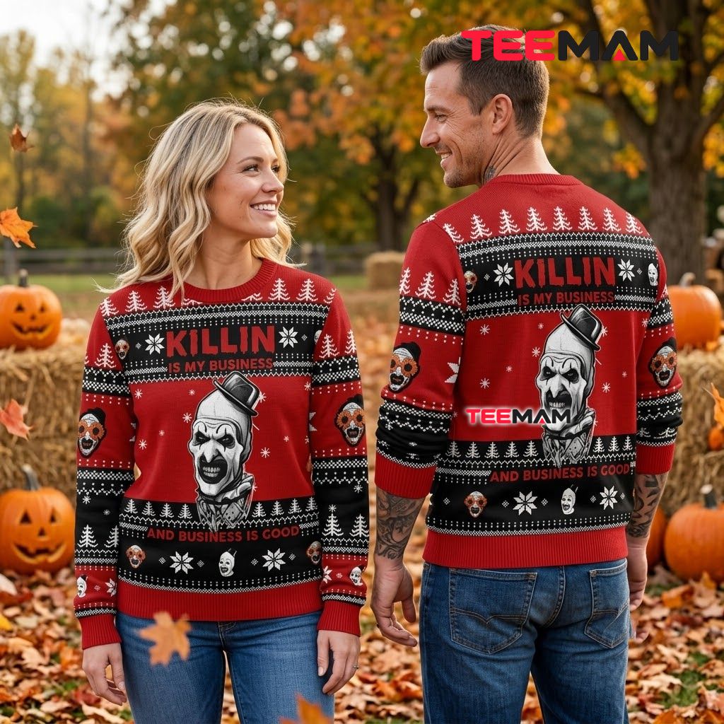 Art The Clown Ugly Halloween Sweater Killin My Business Back Art The Clown Ugly Halloween Sweater Killin My Business Back