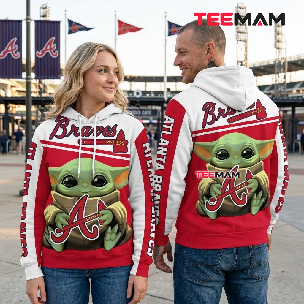 Atlanta Braves 3D Hoodie Baby Yoda Hugging Logo Back Atlanta Braves 3D Hoodie Baby Yoda Hugging Logo Back