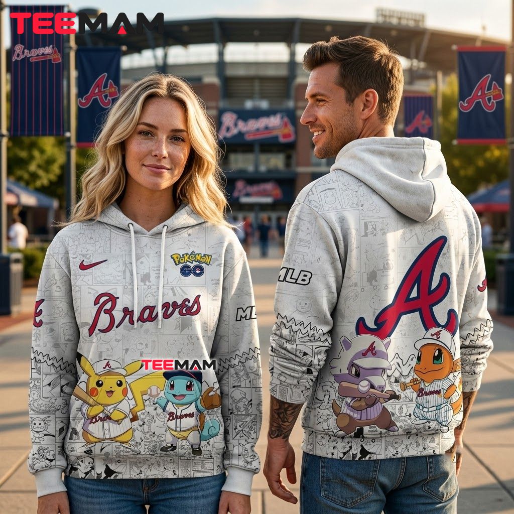 Atlanta Braves 3D Hoodie Pokemon Pikachu Squirtle Back Atlanta Braves 3D Hoodie Pokemon Pikachu Squirtle Back
